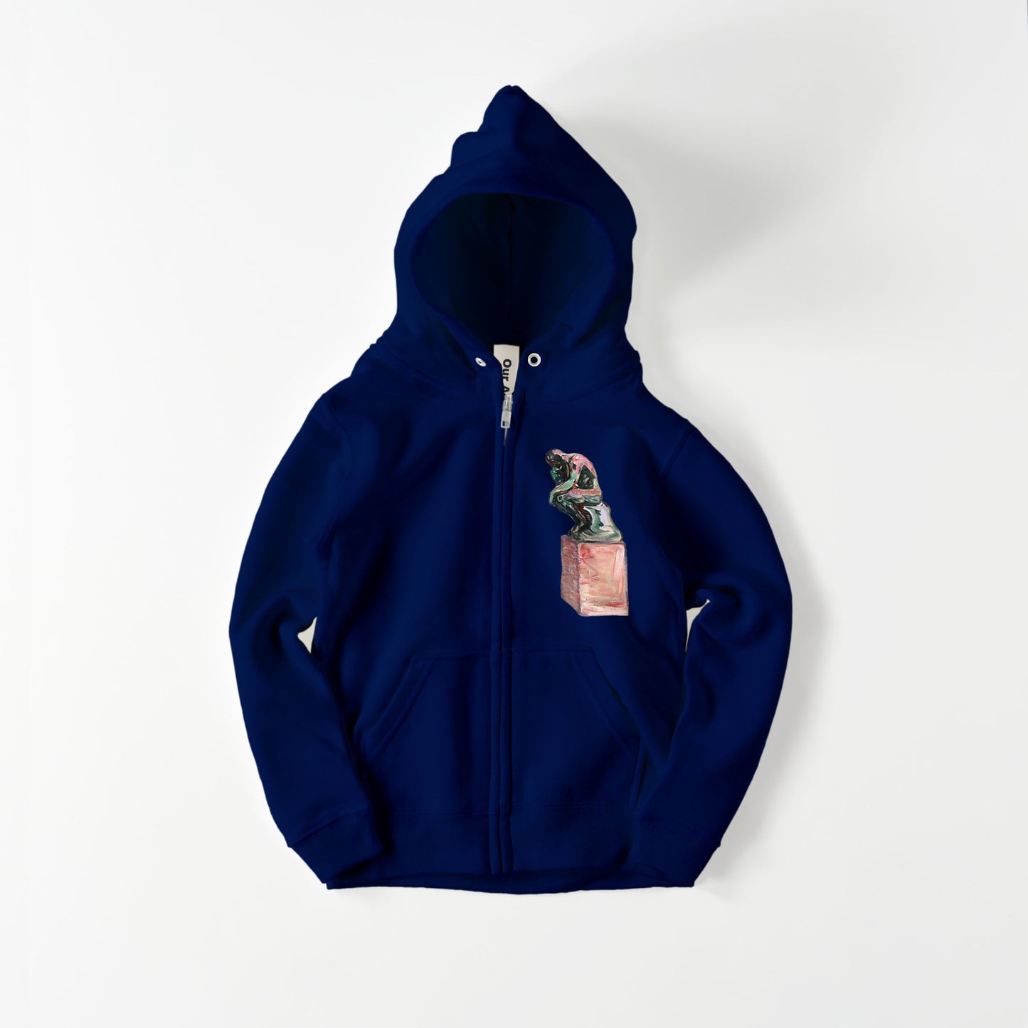 Rodin's "Le Penseur" in Dr. Linde's Garden - kid's zip up hoodie