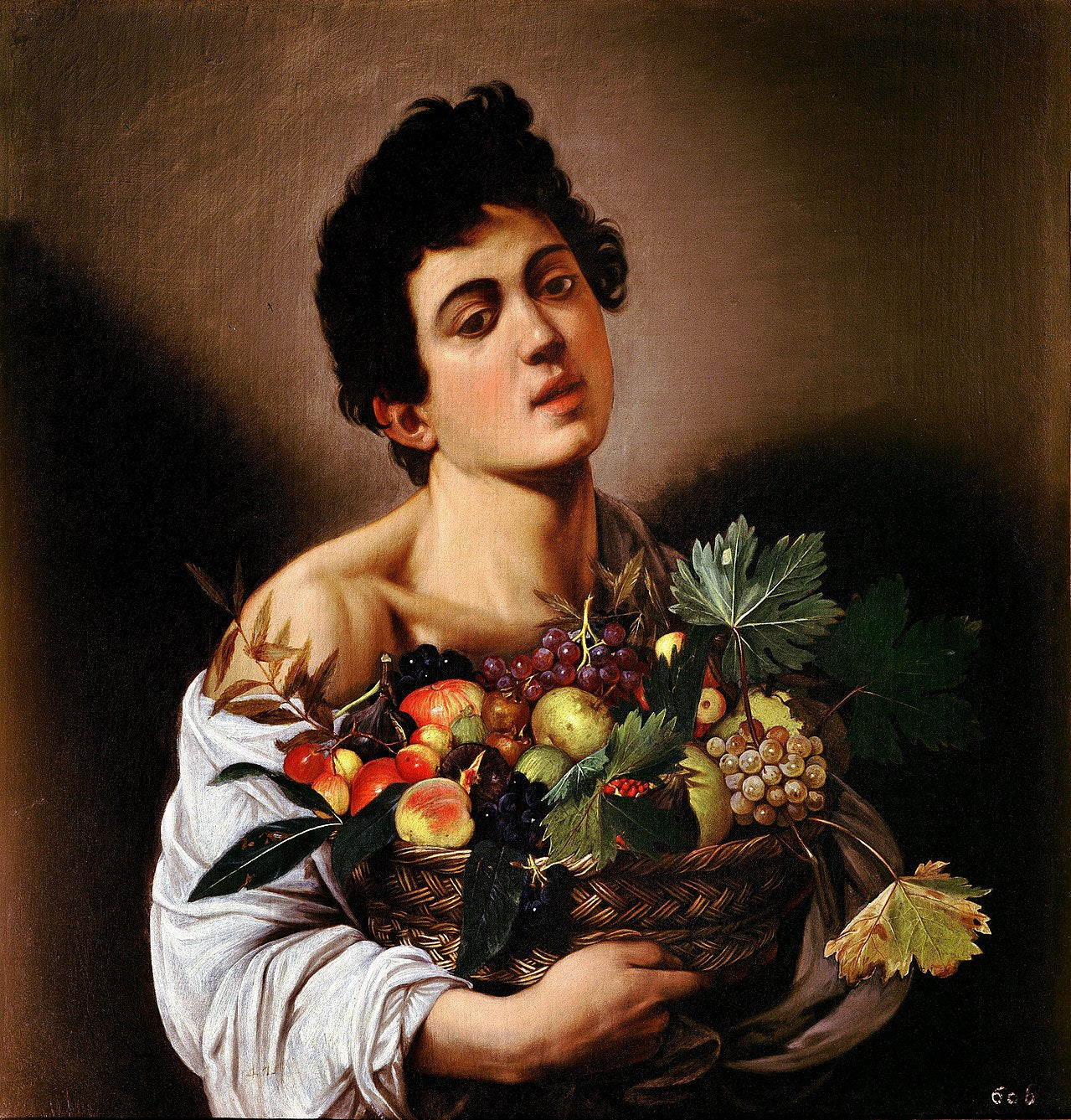 Boy with a Basket of Fruit  (White t-shirt)