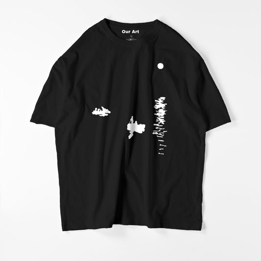 Impression du lever du soleil (t-shirt noir)