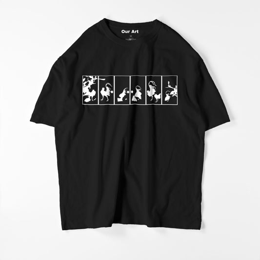 Gallos y cactus (camiseta negra)