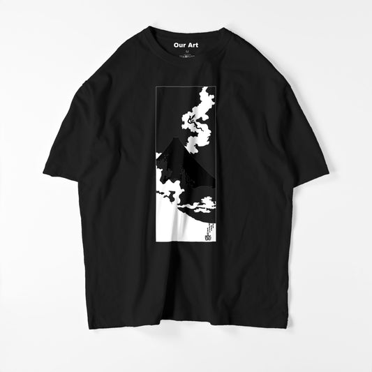 Dragon de fumée s'échappant du mont Fuji (t-shirt noir)